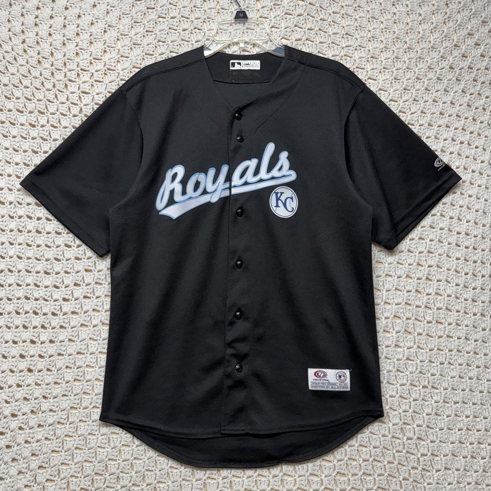 Majestic Kansas City Royals Jersey Blank Mens Sz M Black True Fan Series